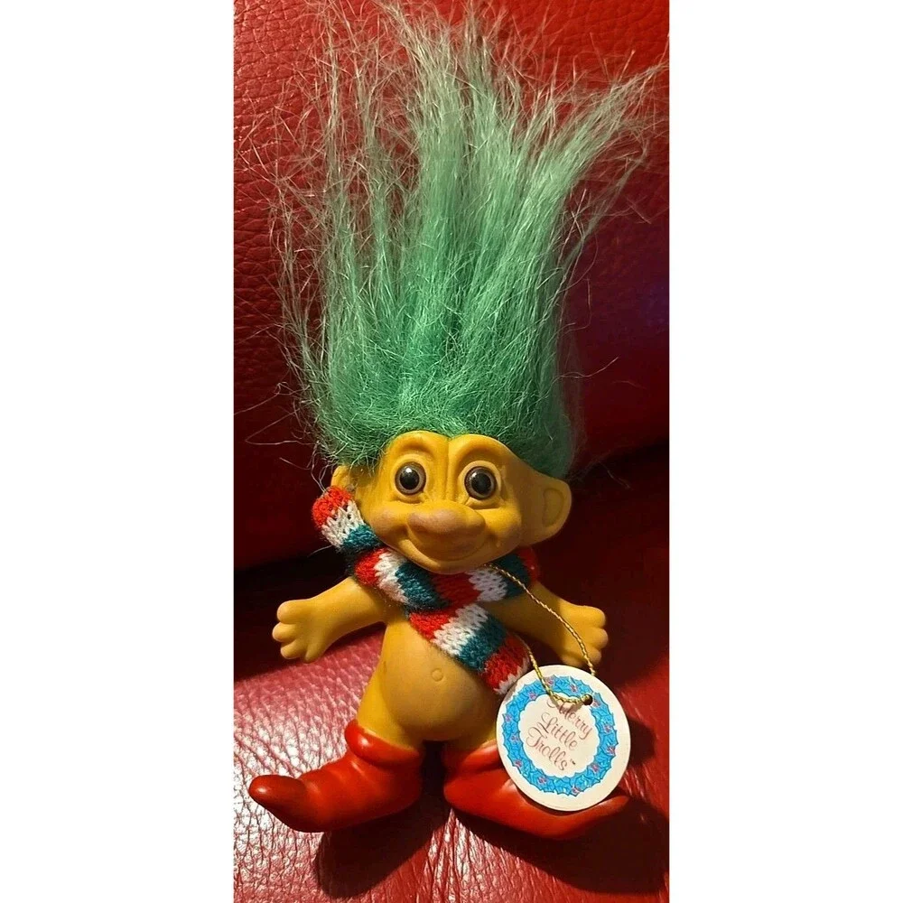 Russ Troll Doll Merry Little Christmas Knit Scarf Collectible Figurine 3” Green - Picture 3 of 3